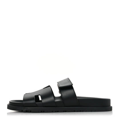 Hermes Calfskin Womens Chypre Sandals 40 Black 1 of 9