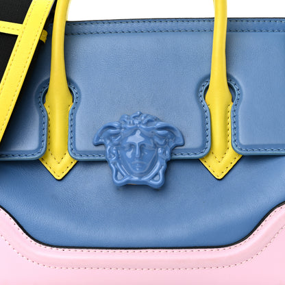 Versace Calfskin Medium Palazzo Empire Bag Blue Pink Yellow 7 of 17