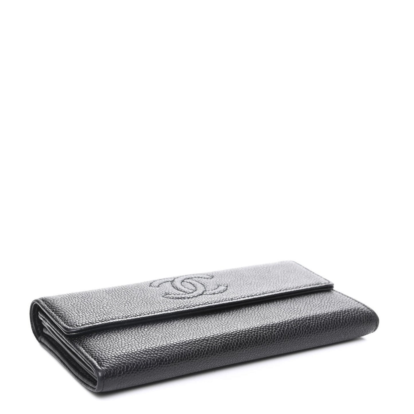 Caviar Timeless CC Large Gusset Flap Wallet Black