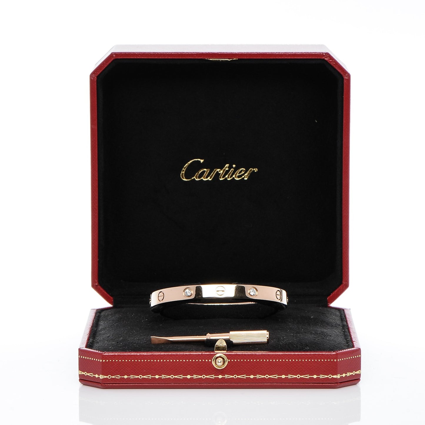18K Pink Gold 4 Diamond LOVE Bracelet 17