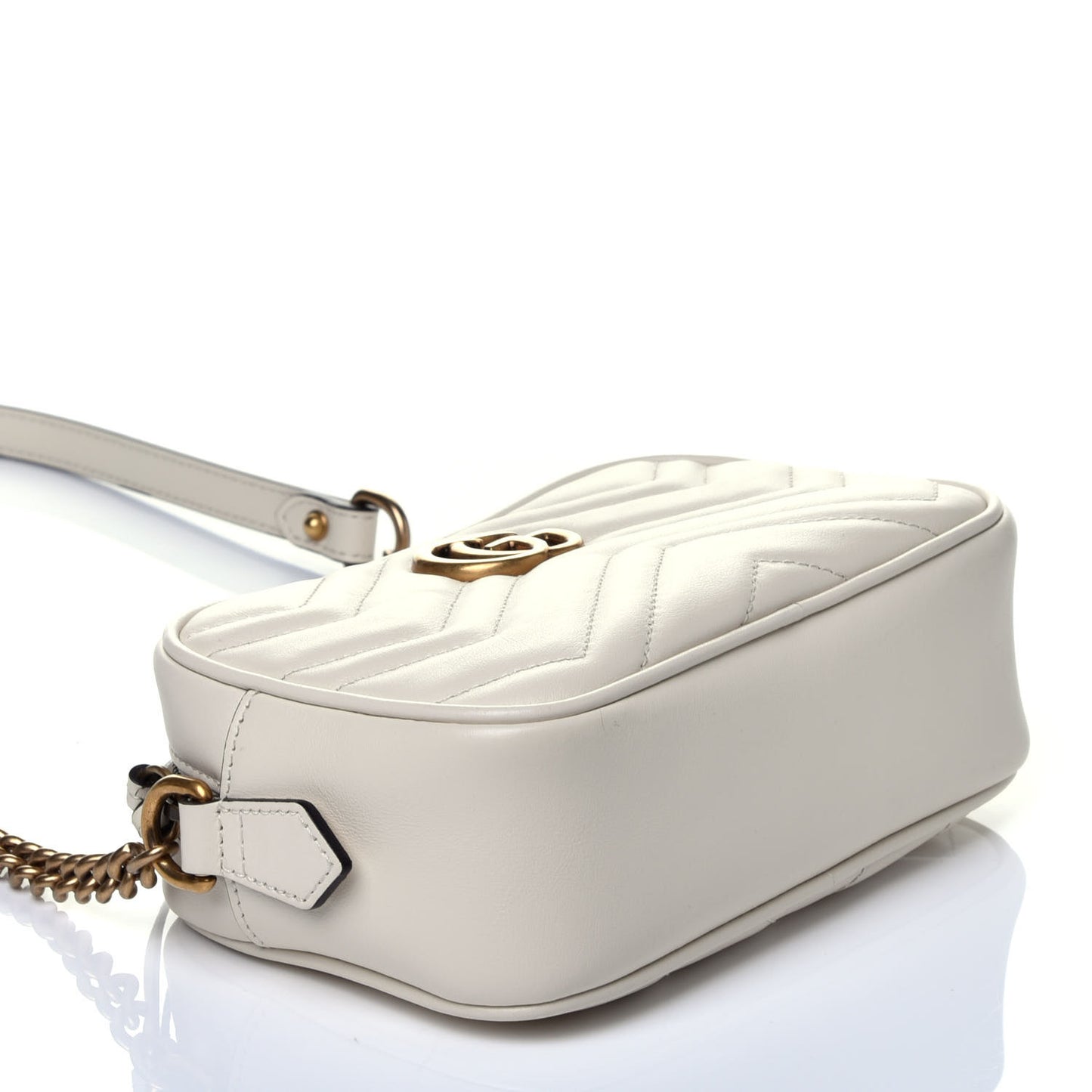 Calfskin Matelasse Mini GG Marmont Chain Shoulder Bag White