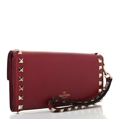 Valentino Garavani Vitello Rockstud Wristlet Travel Wallet Rubino 3 of 9