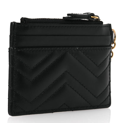 Gucci Calfskin Matelasse Chevron GG Marmont Key Case Card Holder Black 3 of 8
