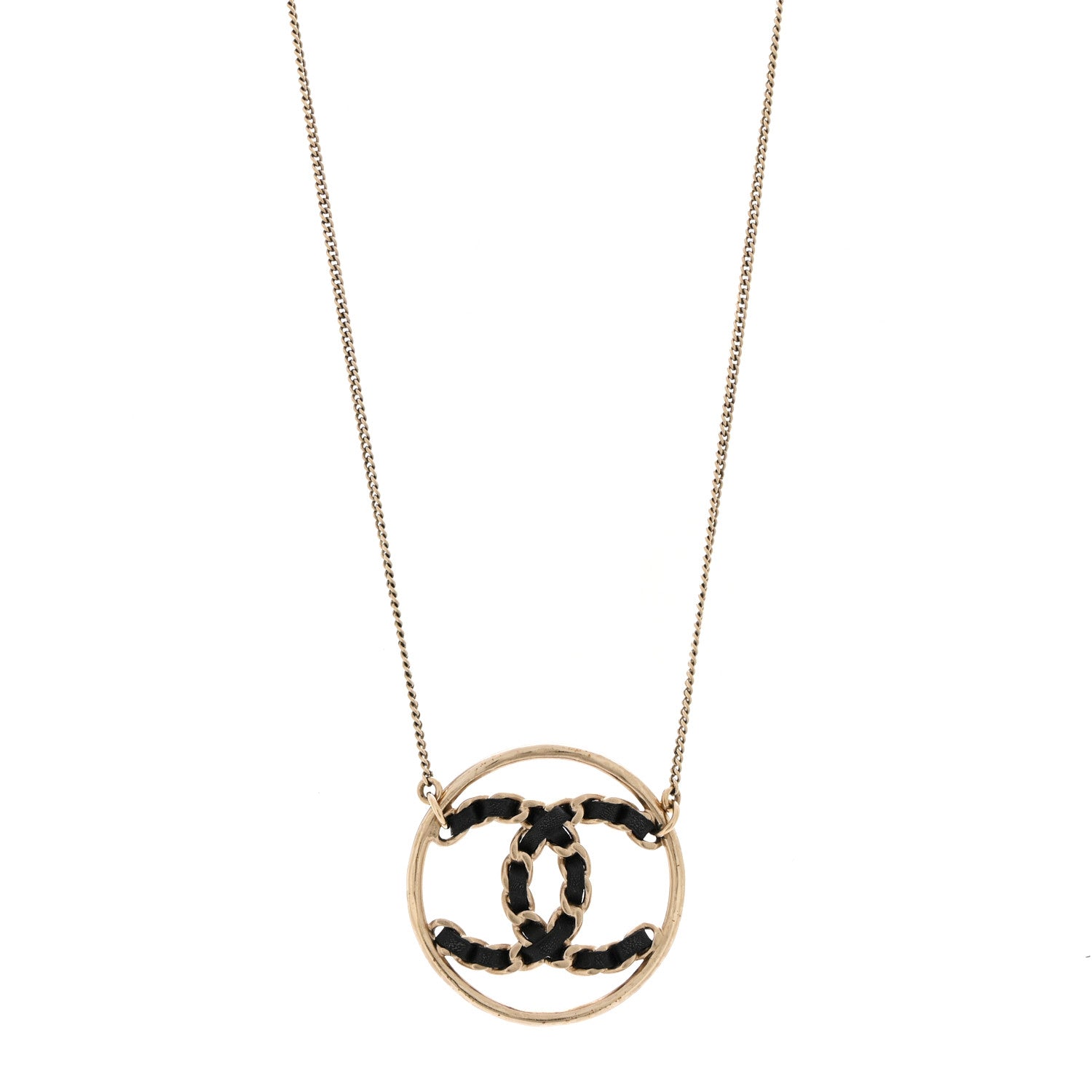 Chanel Lambskin CC Chain Necklace Gold Black 1 of 6