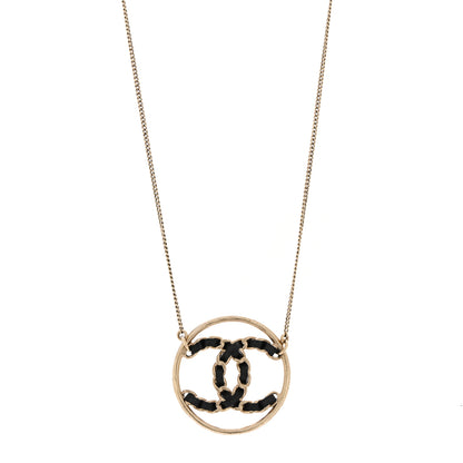 Chanel Lambskin CC Chain Necklace Gold Black 1 of 6