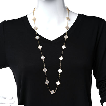 Van Cleef & Arpels 18K Yellow Gold Mother of Pearl 20 Motifs Vintage Alhambra Necklace 2 of 6