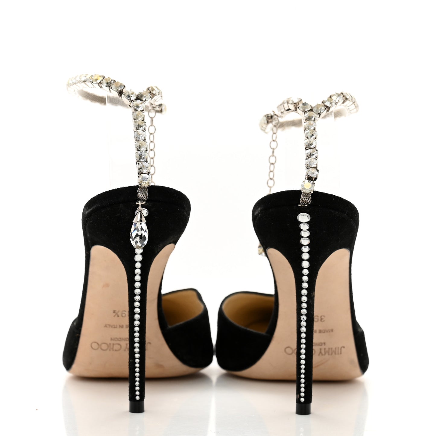 Suede Crystal Saeda 100 Pumps 39.5 Black