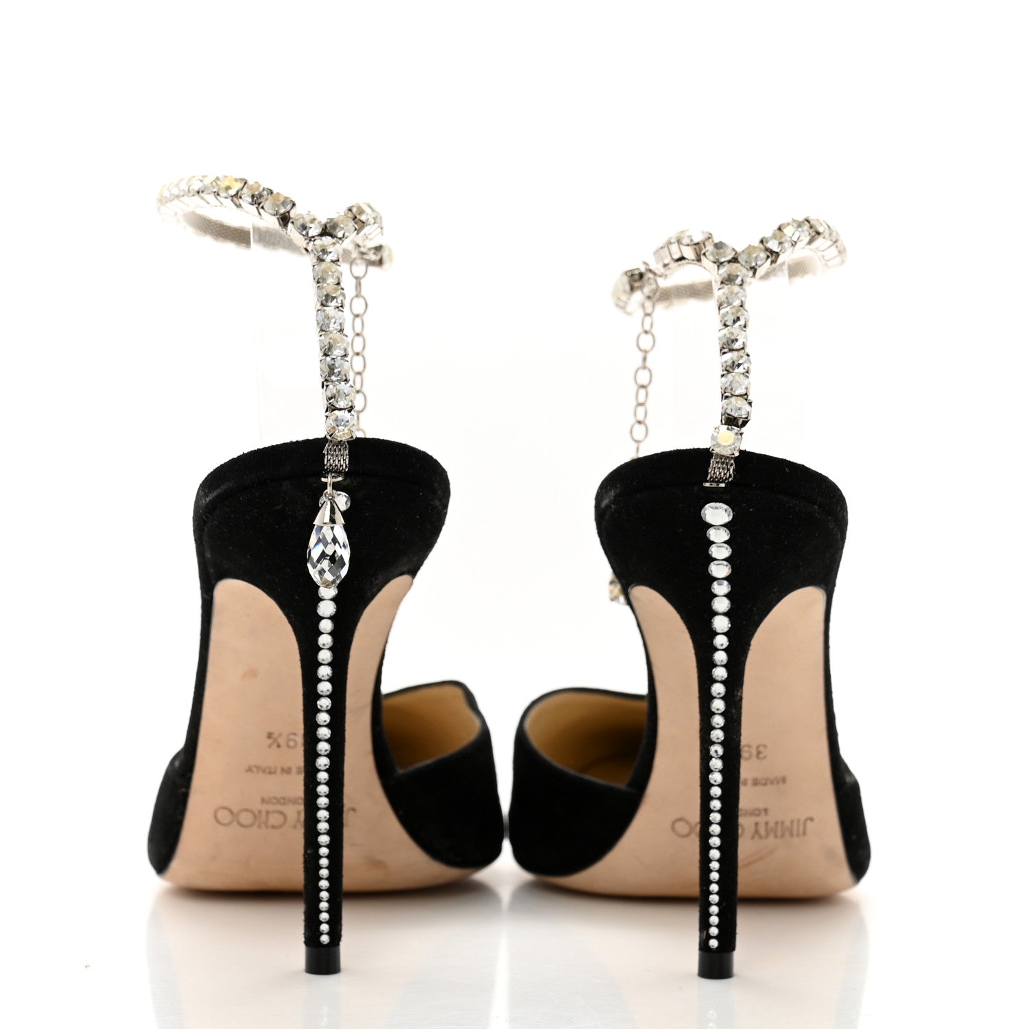 Jimmy Choo Suede Crystal Saeda 100 Pumps 39.5 Black 6 of 9