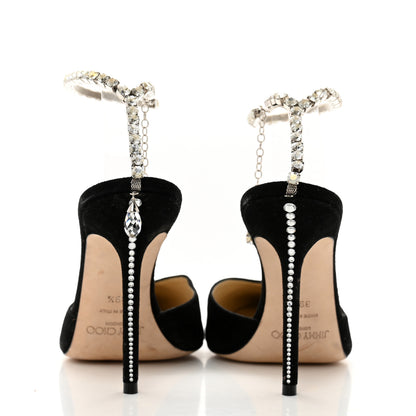 Jimmy Choo Suede Crystal Saeda 100 Pumps 39.5 Black 6 of 9