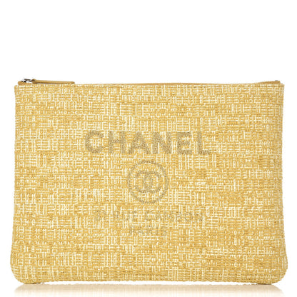 Chanel Woven Straw Raffia Large Deauville Pouch Light Yellow 1 of 8