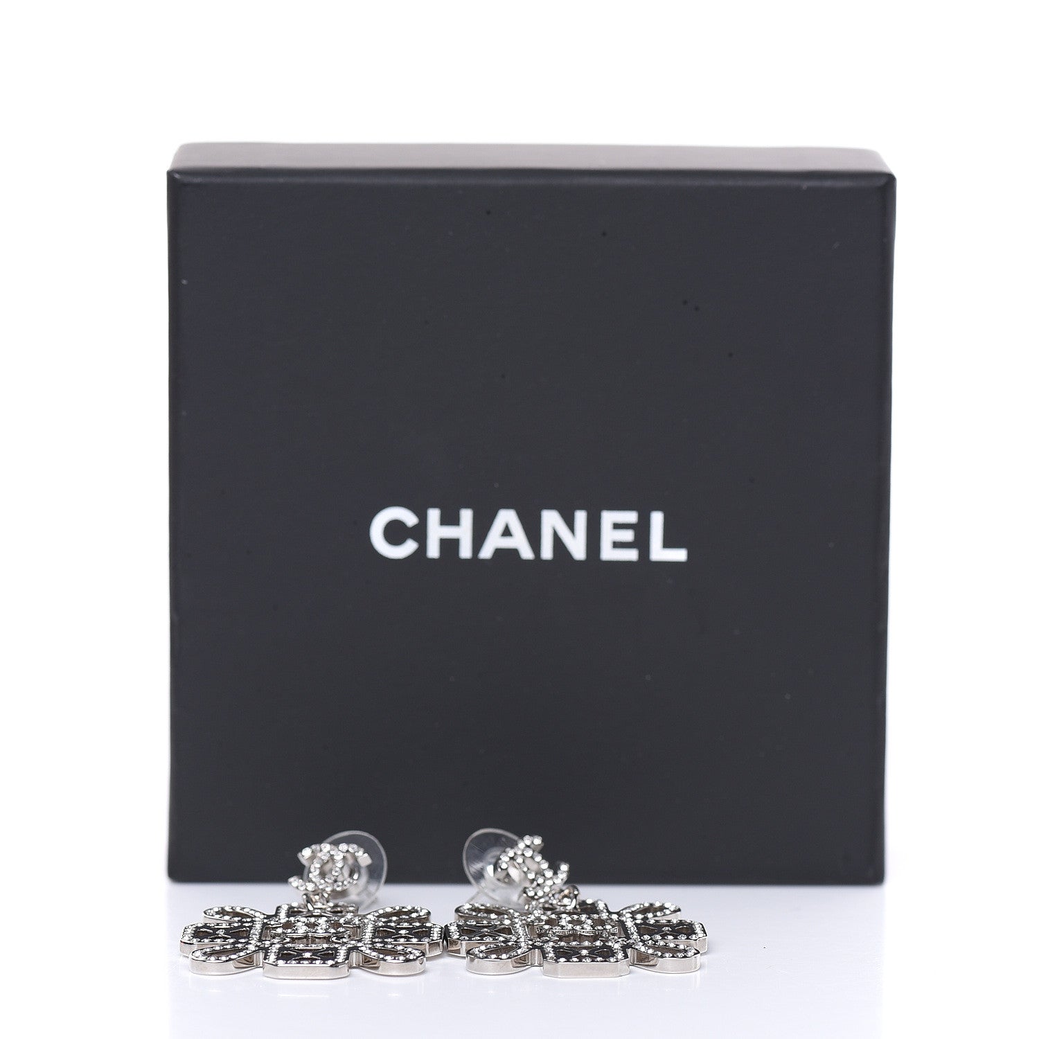Chanel Crystal Strass Cross CC Earrings Silver 6 of 6