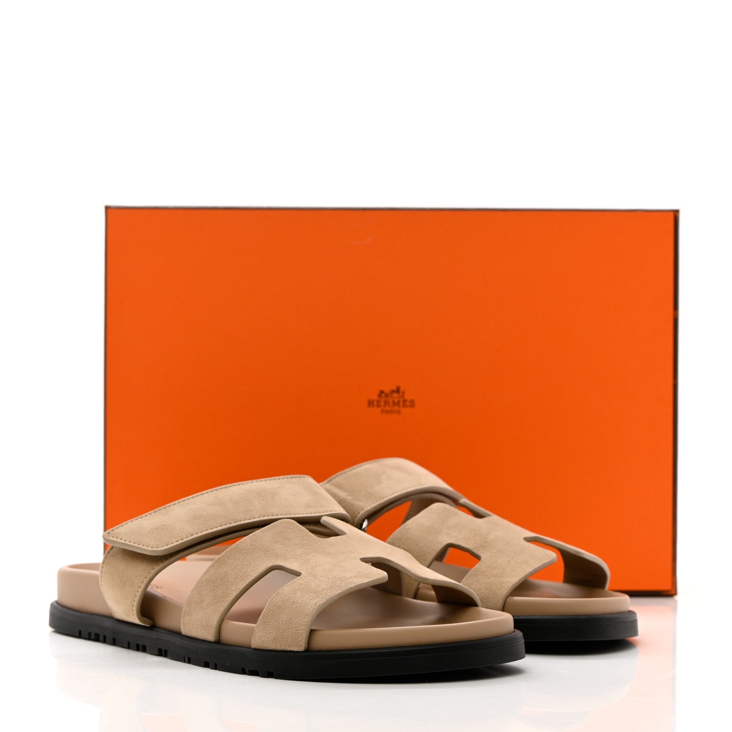 Hermes Suede Goatskin Womens Chypre Sandals 38 Beige Argile 12 of 12