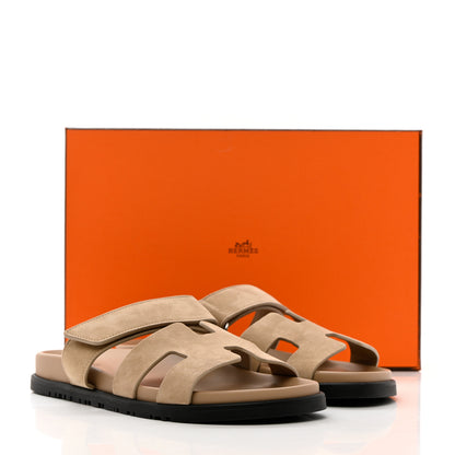 Hermes Suede Goatskin Womens Chypre Sandals 38 Beige Argile 12 of 12