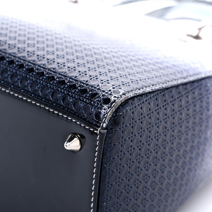 Christian Dior Metallic Patent Micro-Cannage Gradient Medium Lady Dior Silver Blue 10 of 17