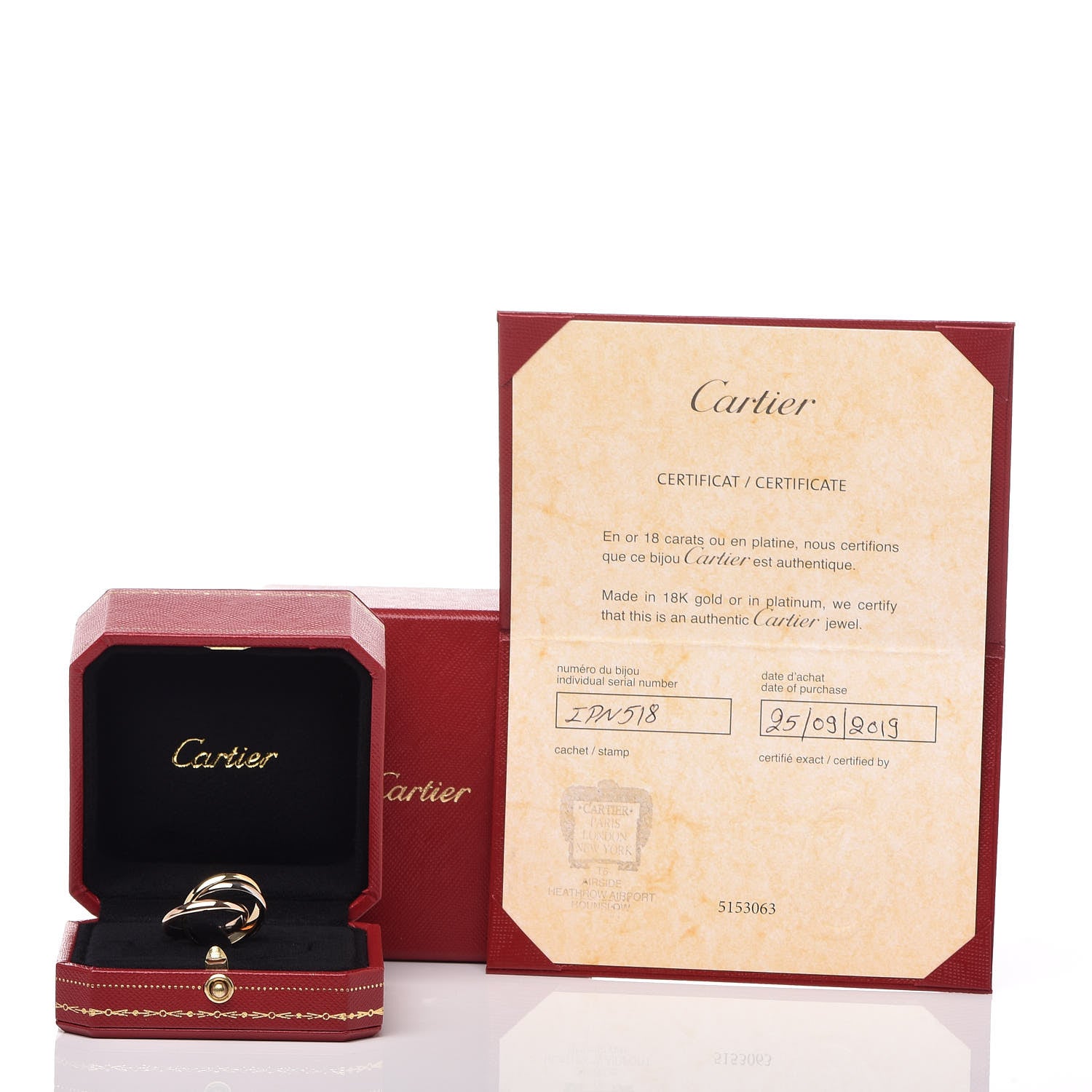 Cartier 18K Pink Yellow White Gold Small Trinity Ring 54 6.75 7 of 7