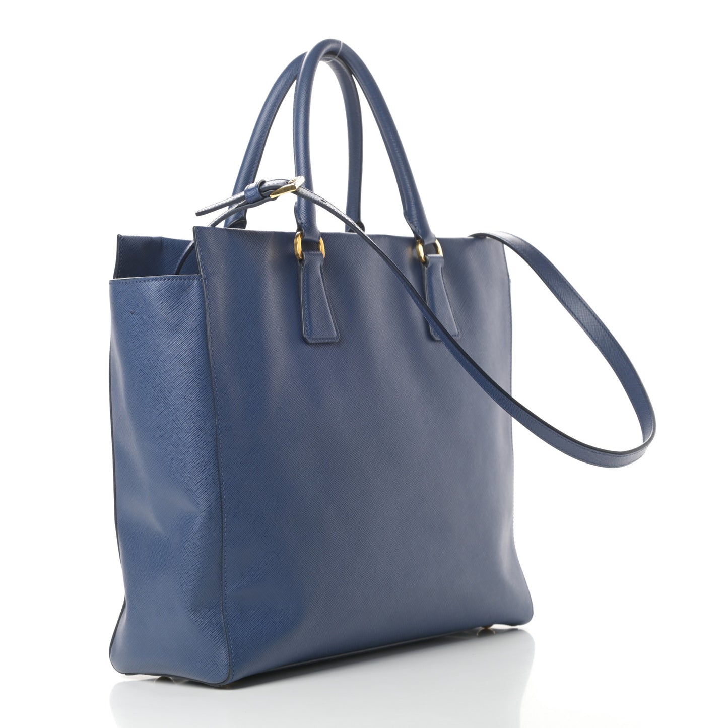 Saffiano Lux Double Handle Shopping Tote Bluette