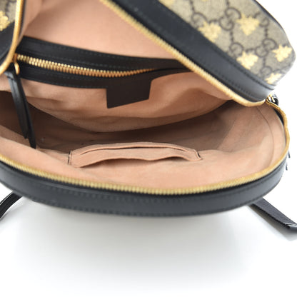 Gucci GG Supreme Monogram Bees Print Small Day Backpack Beige Oro Black 4 of 9