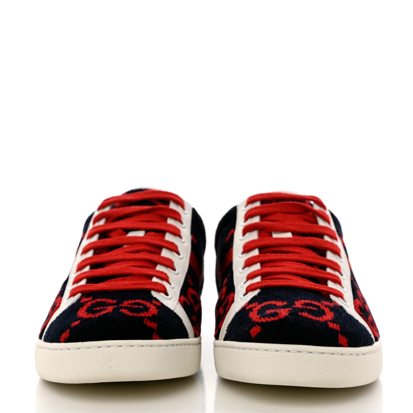 Terry Cloth GG Monogram Web Womens Ace Sneakers 37.5 Blue Red