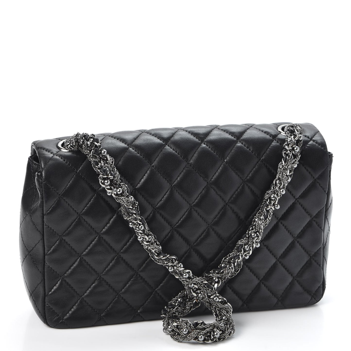 Lambskin Quilted Medium Westminster Pearl Flap Black