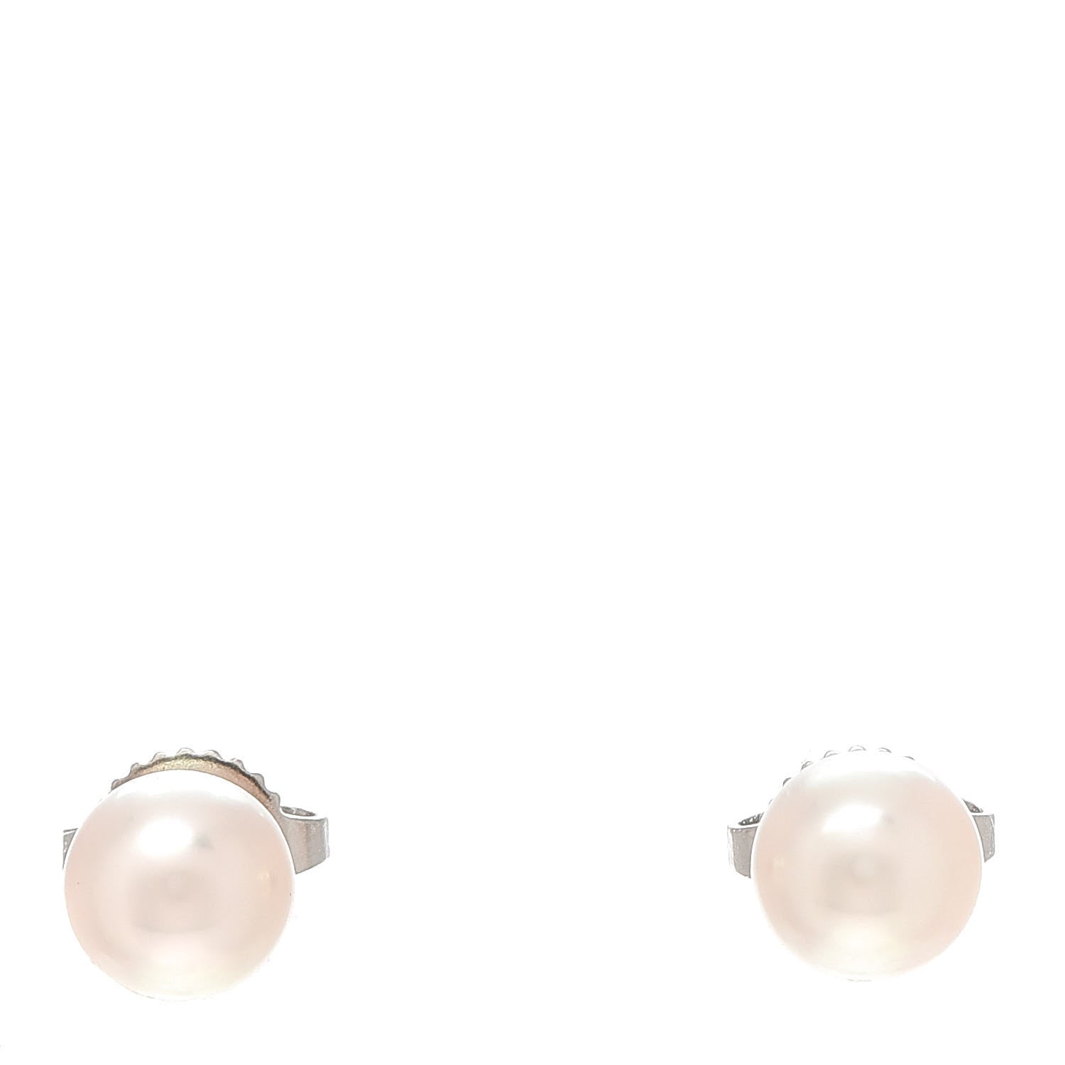 Tiffany 18K White Gold Akoya Pearl 6-6.5mm Signature Pearl Earrings 1 of 5