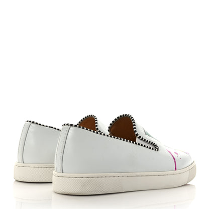 Christian Louboutin Calfskin Womens Loubi Love Flat Sneakers 35.5 White Multicolor 4 of 8