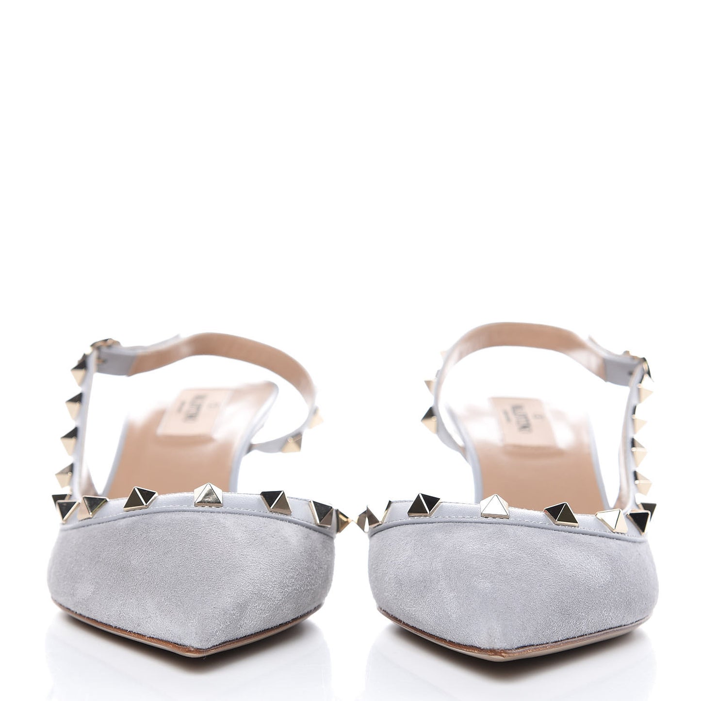 Suede Nappa Rockstud Half D'Orsay Slingback 50mm Pumps 38 Pastel Grey