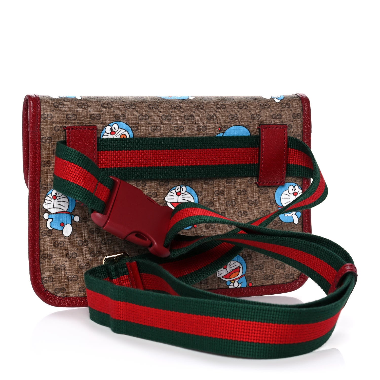 Gucci X DORAEMON Mini Vintage GG Supreme Monogram Web Slim Belt Bag Beige Cherry Red 2 of 12