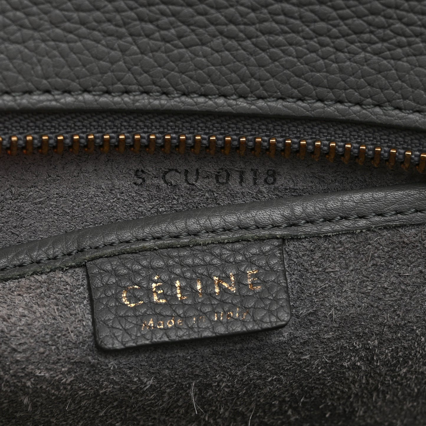 Drummed Calfskin Nano Luggage Kohl