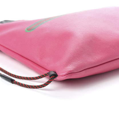 Gucci Grained Calfskin Logo Drawstring Backpack Box Pink Green Black 5 of 9