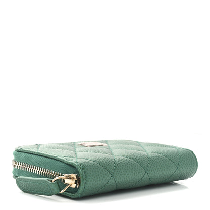 Chanel Metallic Caviar Quilted Zip Coin Purse Green 4 of 8