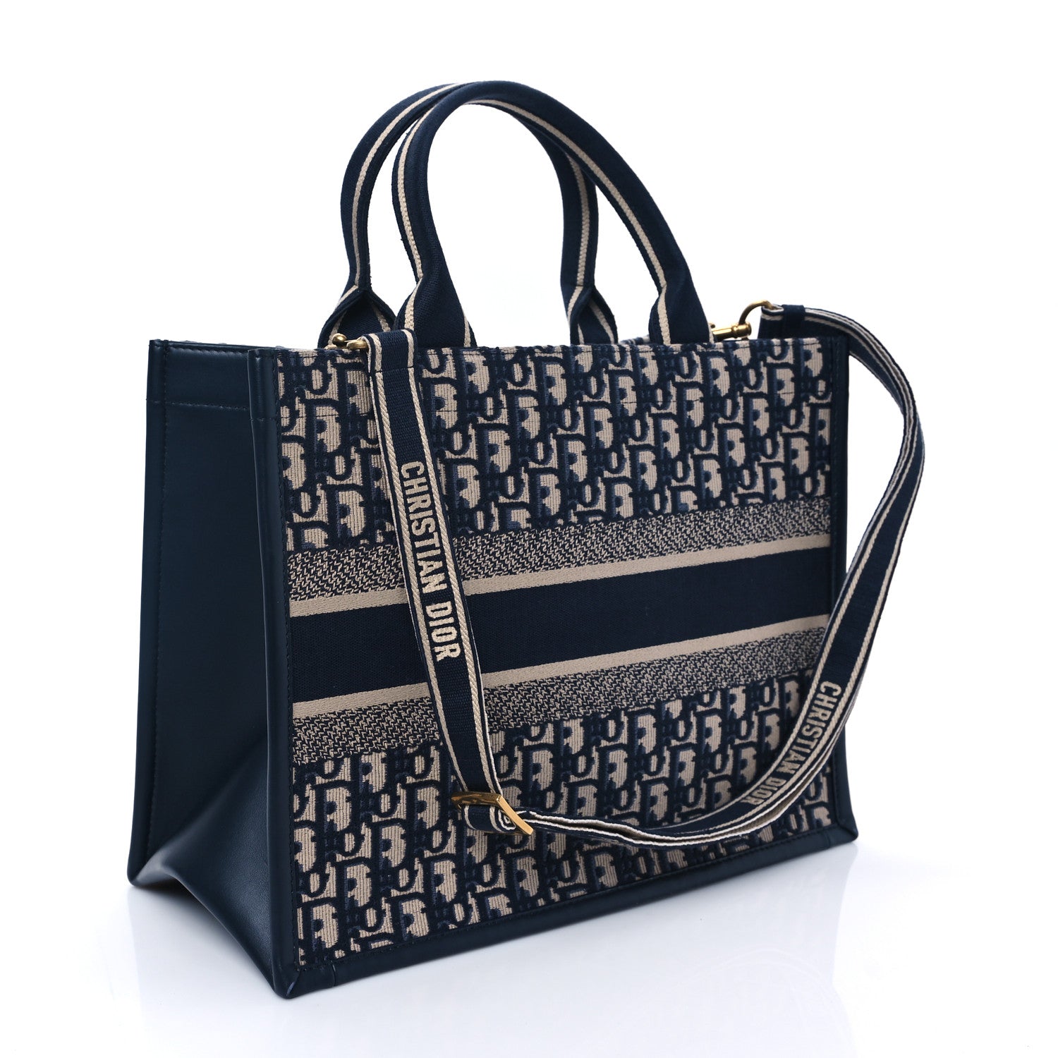 Christian Dior Oblique Calfskin Medium Book Tote With Strap Blue Multicolor 3 of 11