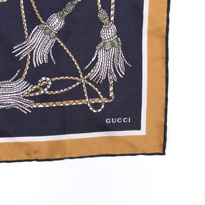 Gucci Silk Intrigue Print Square Scarf Navy 2 of 5