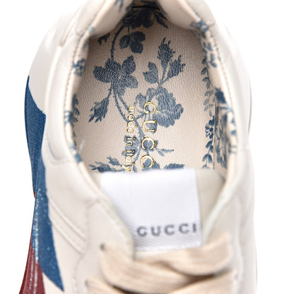 Gucci Calfskin Glitter Web Print Womens Rhyton Sneakers 36.5 Mystic White 7 of 9