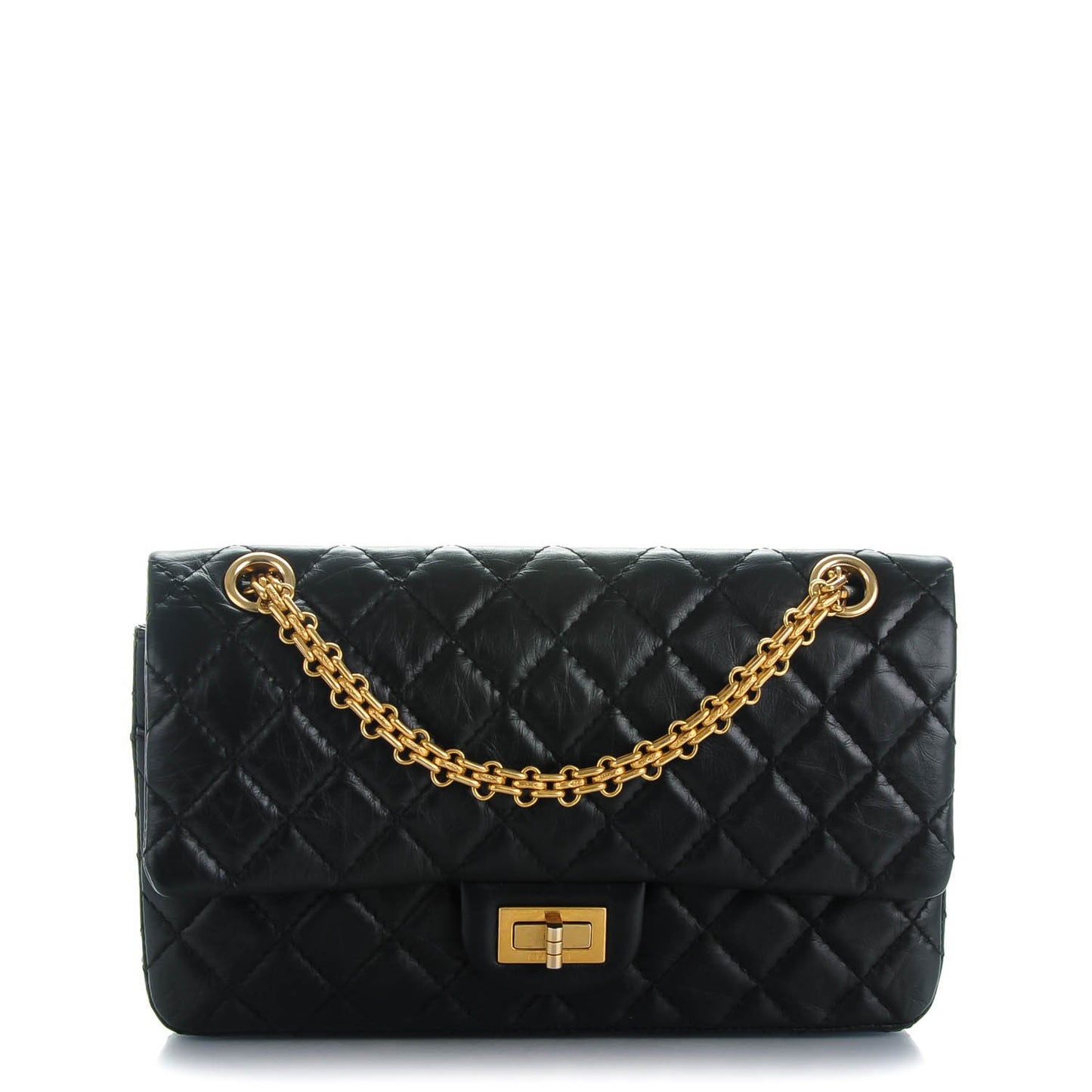 Aged Calfskin Quilted 2.55 Reissue 225 Flap Black