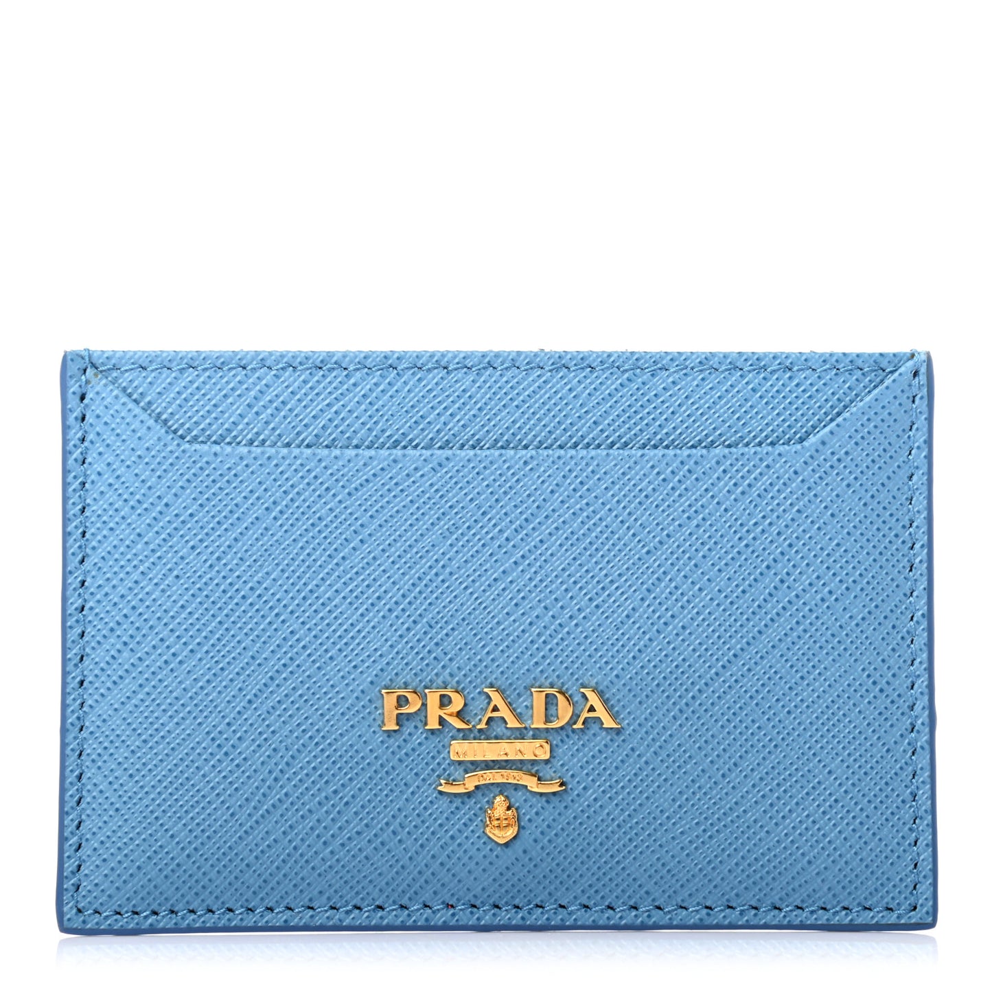 Saffiano Vernice Metal Card Case Blue