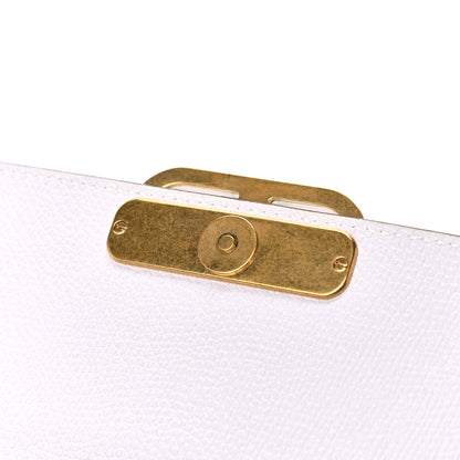 Valentino Garavani Grainy Calfskin Large Vlogo Clutch Optic White 10 of 12