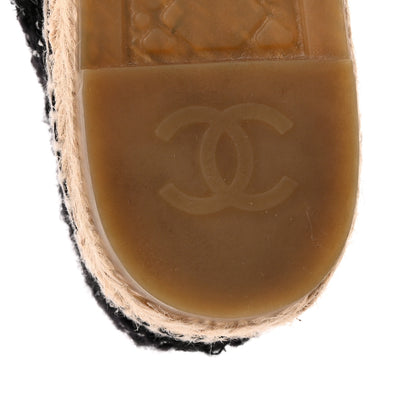 Chanel Metallic Lambskin Tweed CC Espadrilles 39 Black Silver 7 of 10