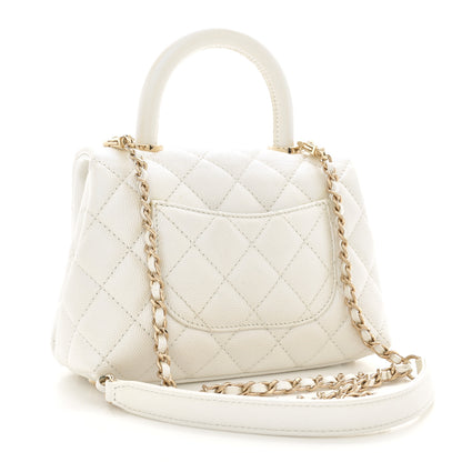 Chanel Iridescent Caviar Quilted Extra Mini Coco Handle Flap White 3 of 12