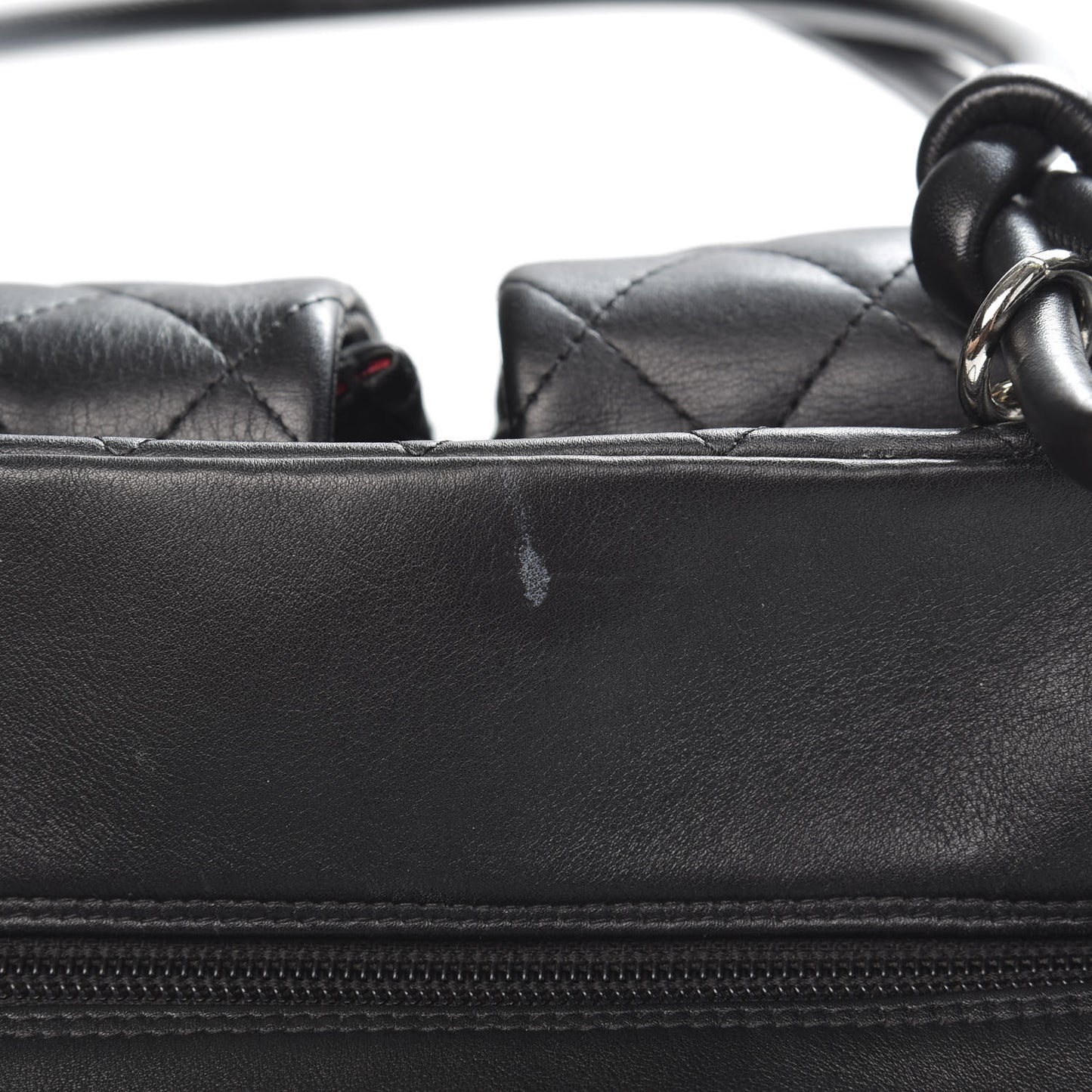 Calfskin Quilted Large Cambon Multipocket Reporter Black White