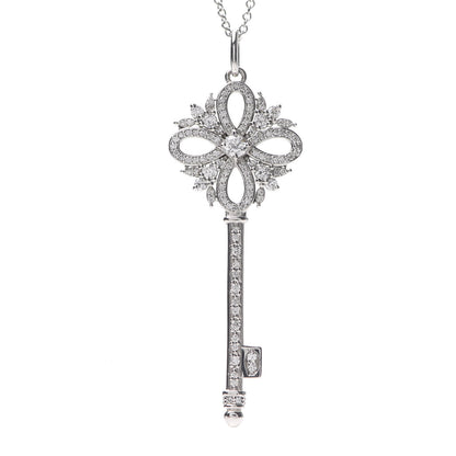 Tiffany Platinum Diamond Victoria Key Pendant Necklace 4 of 7