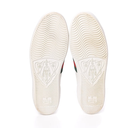 Gucci Calfskin Ayers Bee Embroidered Womens Ace Sneakers 39 White Green 5 of 12