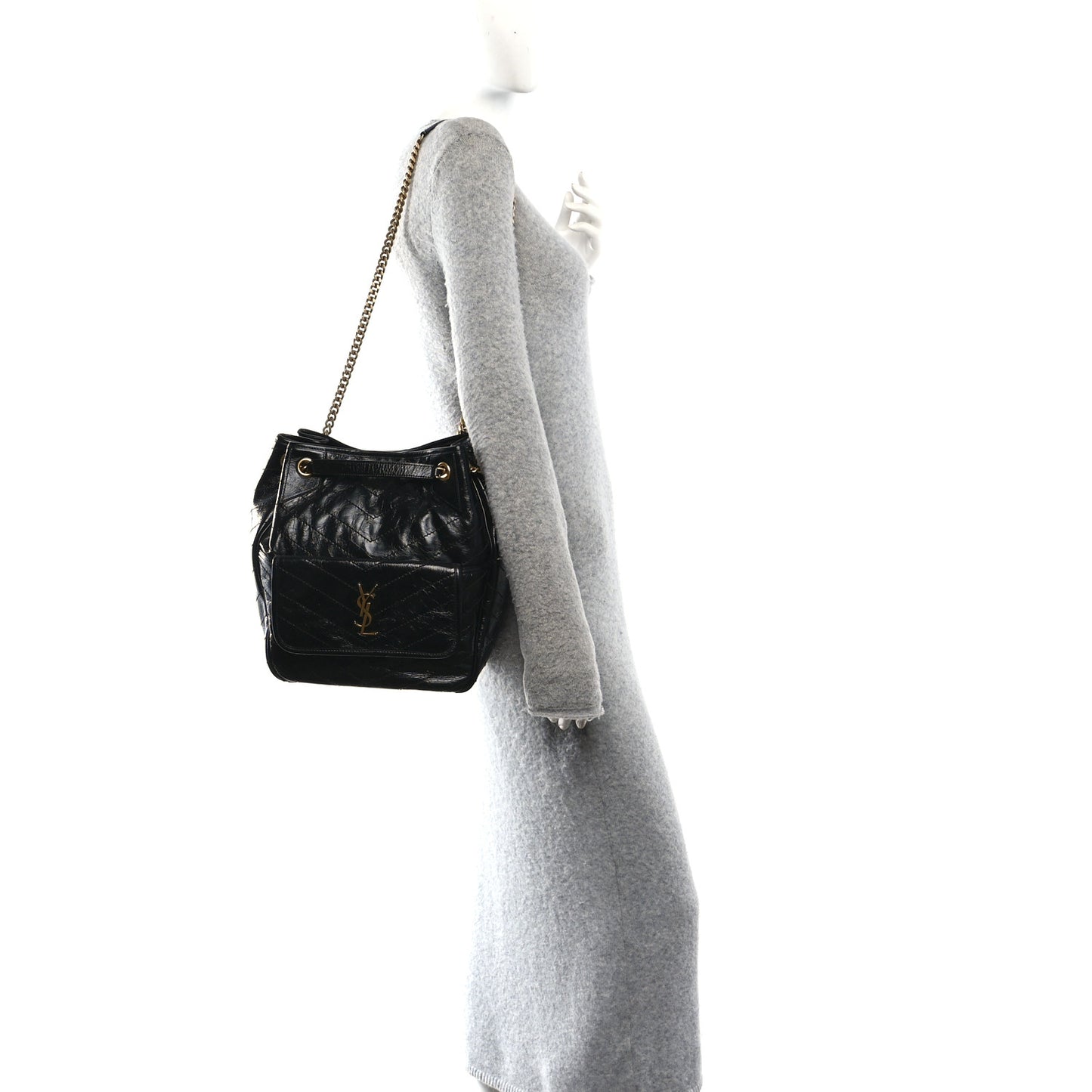 Crinkled Calfskin Matelasse Monogram Niki Multipocket Shopping Tote Black