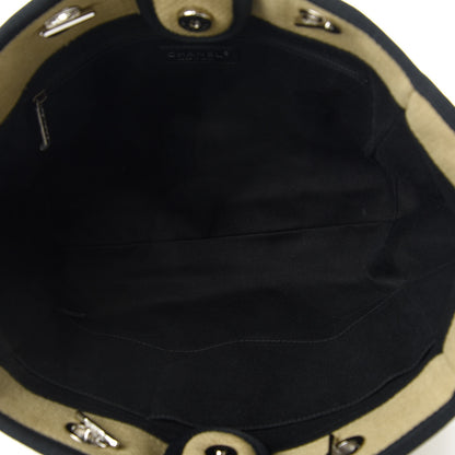 Chanel Canvas Small Deauville Tote Beige Black 5 of 10