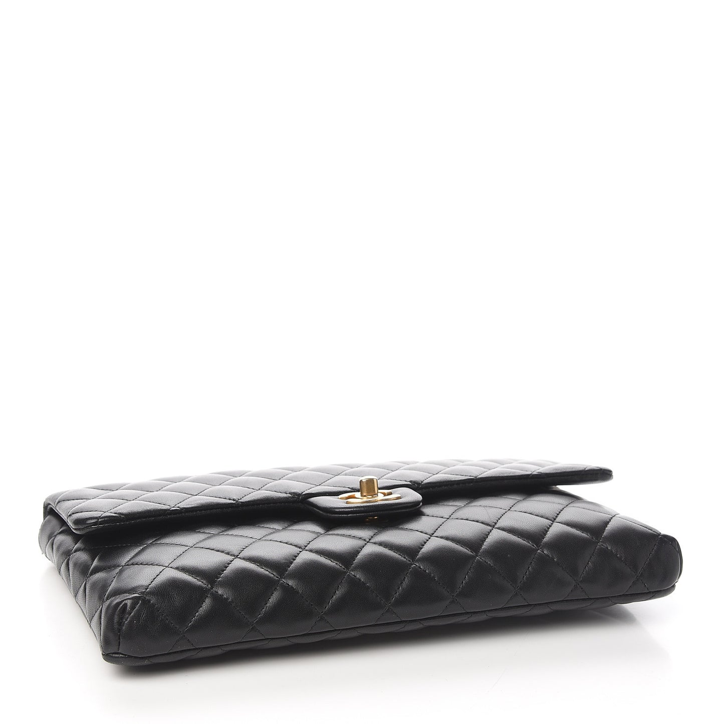 Lambskin Quilted Flap Clutch Black