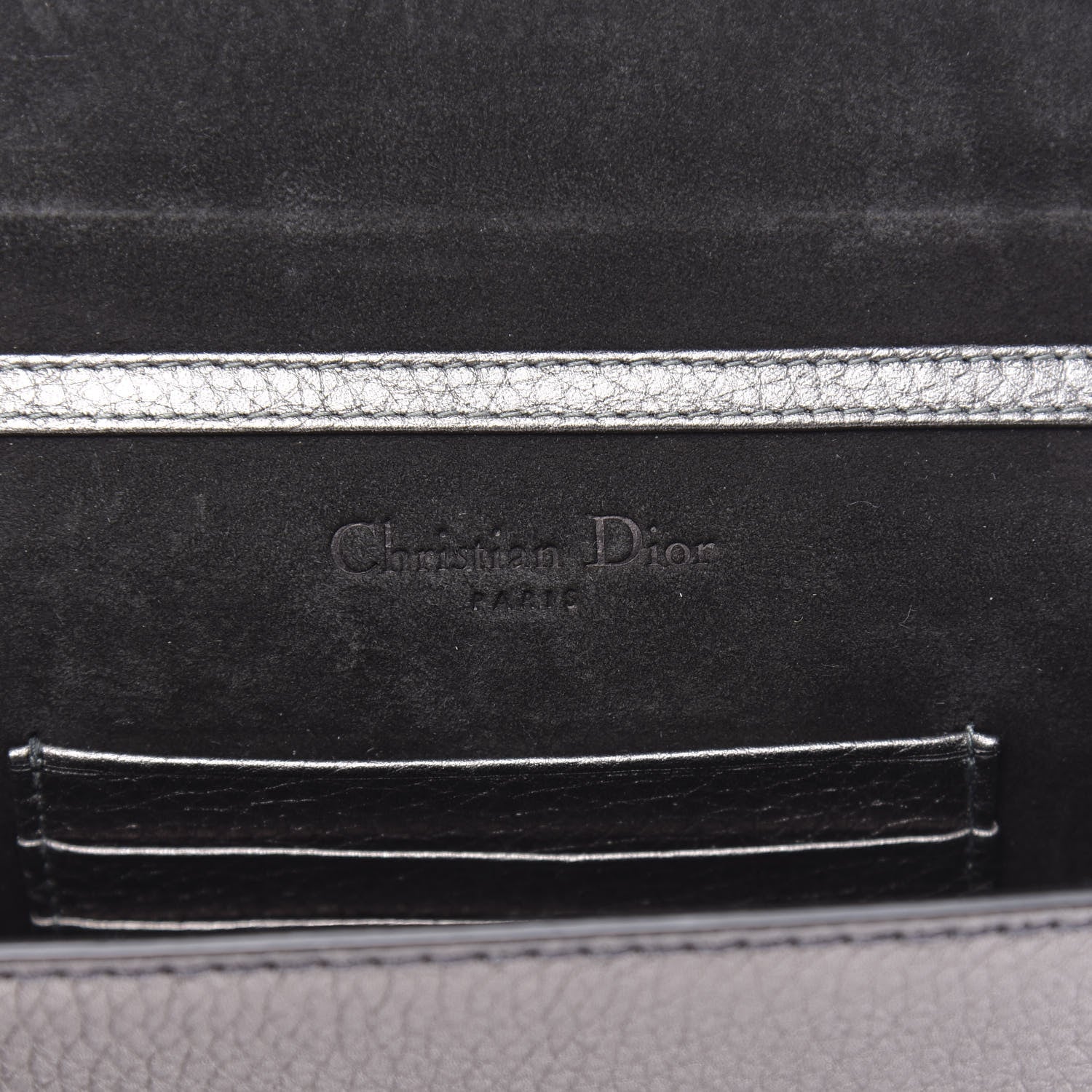 Christian Dior Metallic Grained Calfskin J'adior Clutch Gunmetal 7 of 10