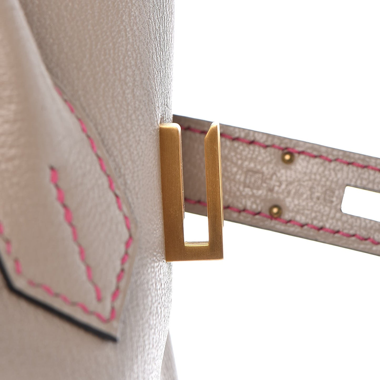 Chevre Mysore Horseshoe Birkin 30 Gris Tourterelle Rose Tyrien