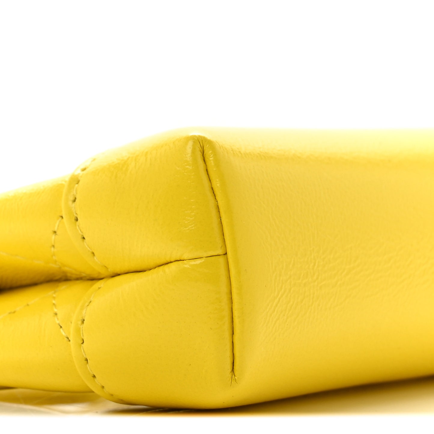Shiny Lambskin Quilted Micro 31 Clutch With Chain Yellow