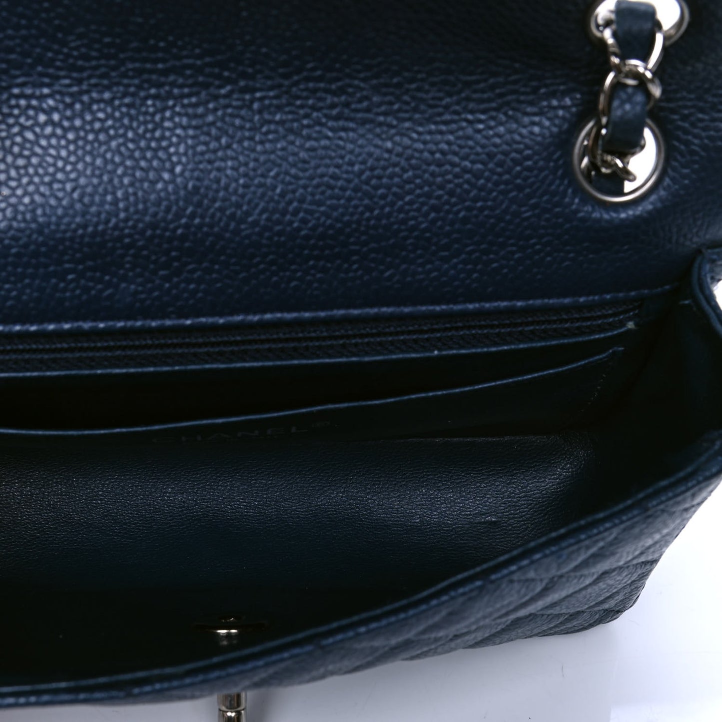 Caviar Quilted Mini Rectangular Flap Navy