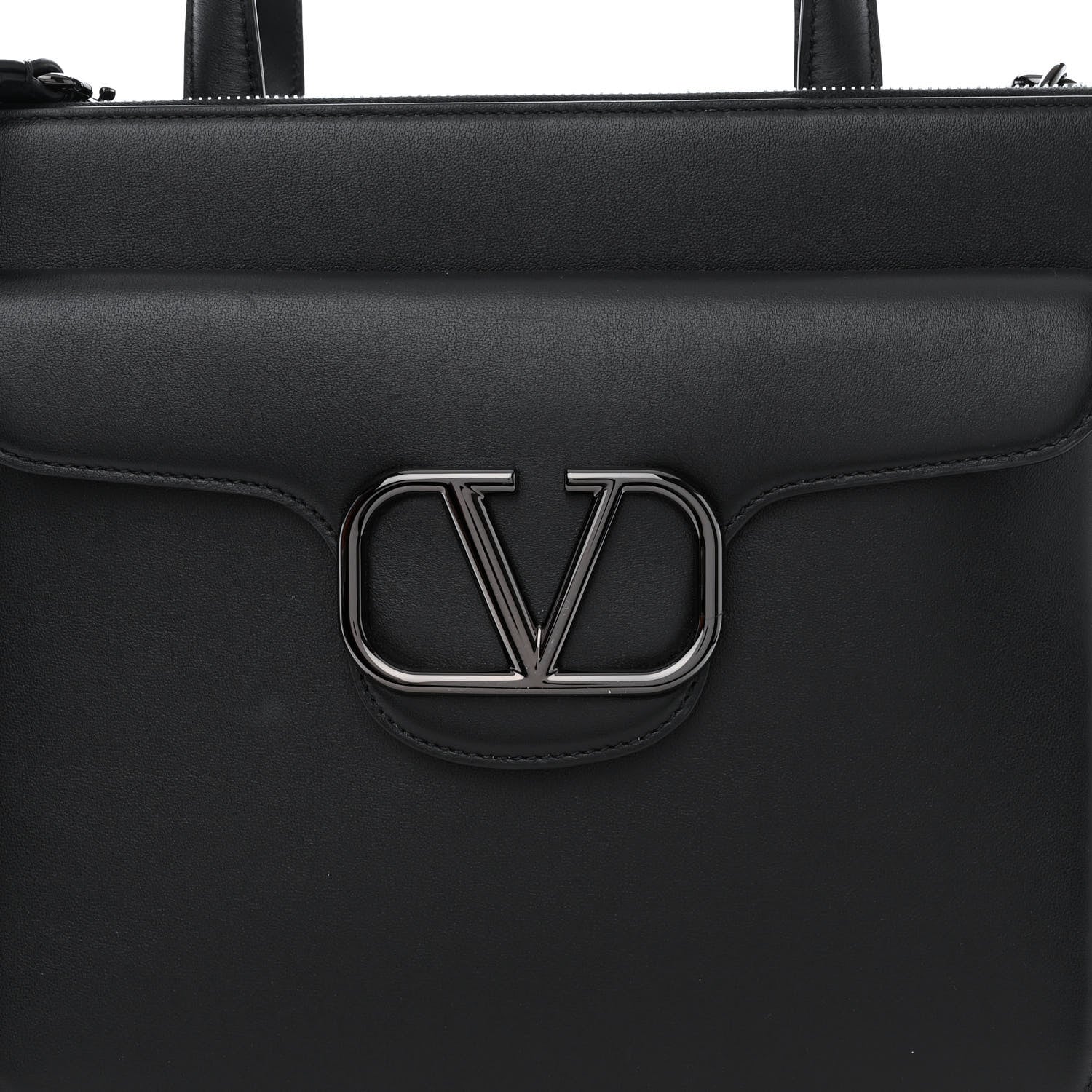 Valentino Garavani Calfskin Tonal Vlogo Briefcase Black 8 of 10