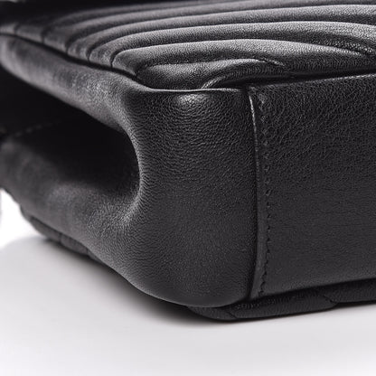 Saint Laurent Sheepskin Matelasse Chevron Monogram Medium Pins College Bag Black 8 of 11